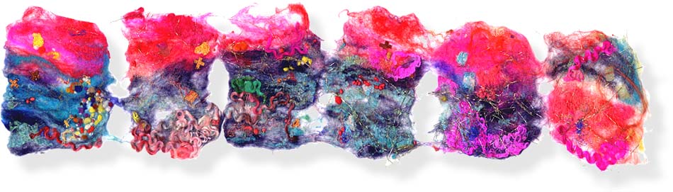 Contemporary abstract textile art by textile artist and feltmaker Mary-Clare Buckle - 'Loose Connections'